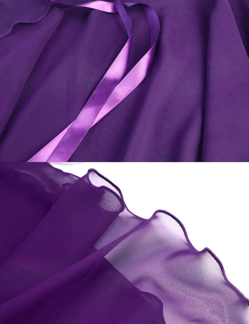 Daydance تنورة باليه نسائية بنفسجي من دايدانس للبالغين، شيفون شفاف للرقص كوشاح فوق الزي - Image 5